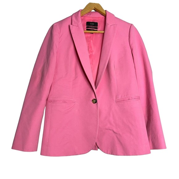 J.CREW WOMEN'S PARKE PINK 1 BUTTON UP LONG SLEEVE SUIT BLAZER JACKET SIZE 6